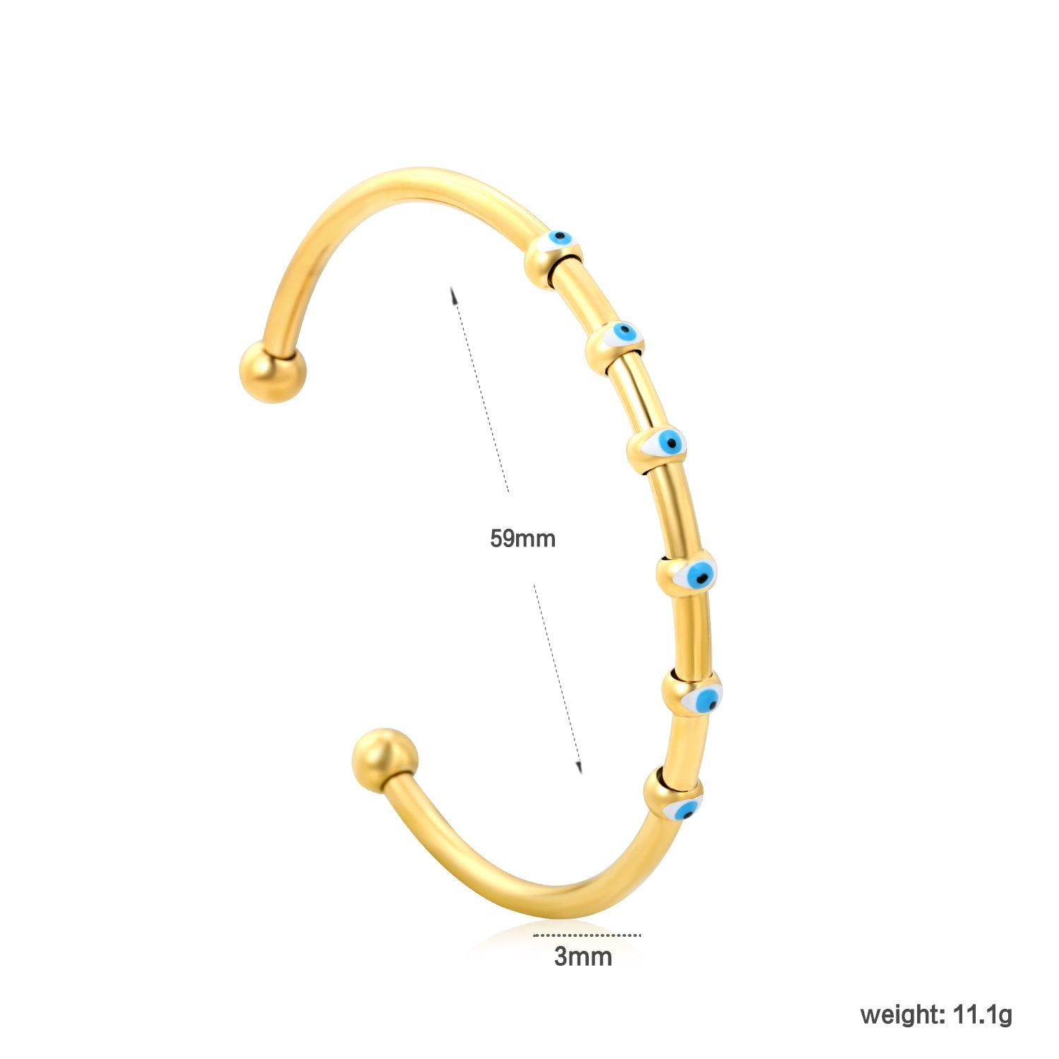 W3*ID59mm Red/Blue Oil Drip Eye Bracelet Steel/Golden asonjewelry