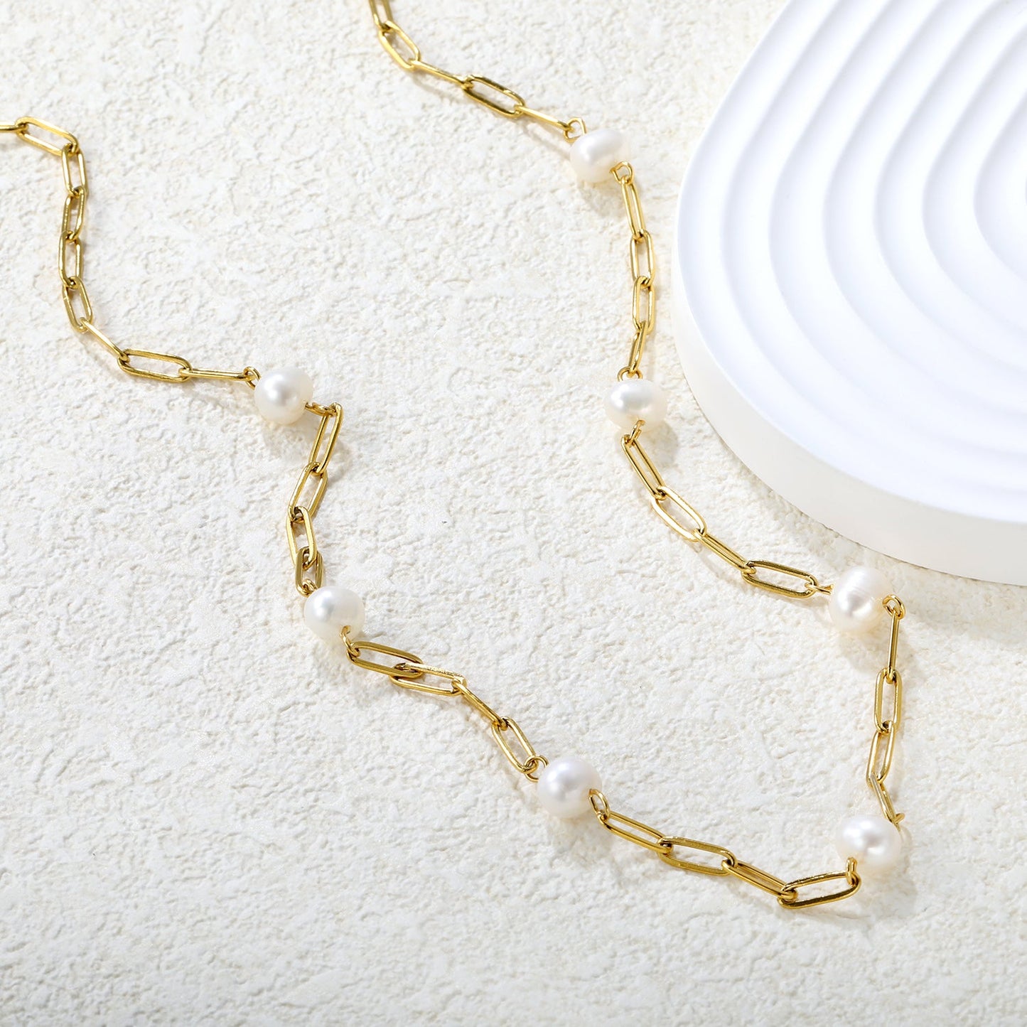 6x7mm 7 freshwater pearls 0.8x3x9 long flat cross 40+5cm + 6mm round pendant necklace, gold asonjewelry