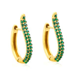 24mm high 17mm outer diameter Geometric hollowed-out waterdrop-shaped gemstone-cut emerald earrings Gold
