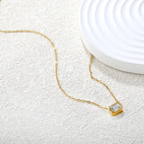 10*7mm white/pink/champagne zirconia 0.35 cross chain 40+5cm+6mm round pendant necklace gold