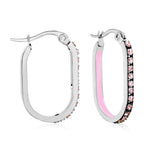 2.26 * 22mm oval-shaped geometric band with white/purple/blue/pink/orange diamonds, ear hooks, steel color