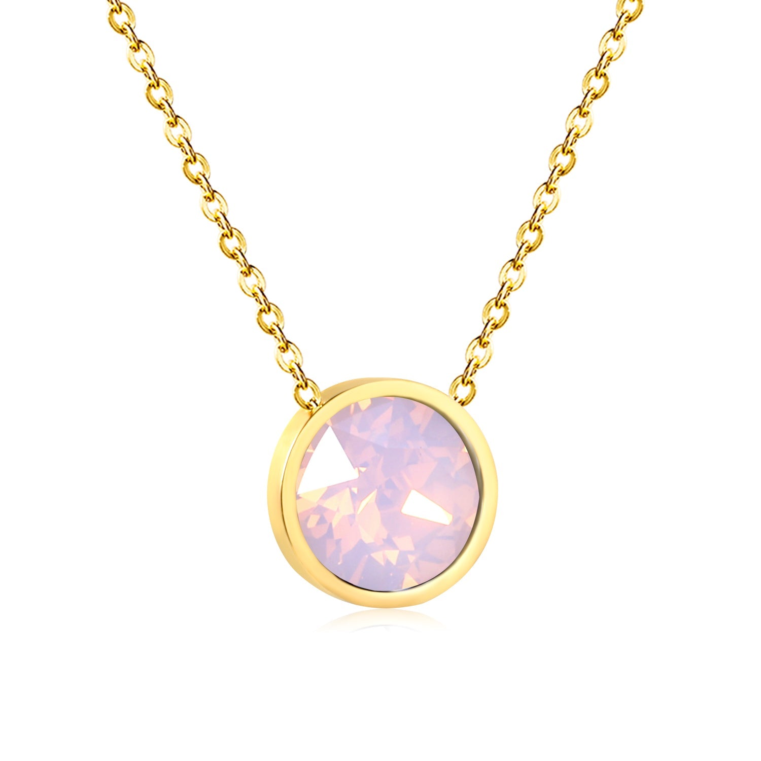 Round with white & mineral black & deep purple & light purple & red & pink & deep blue & light blue & deep green & light green & white opal & pink opal pendant 10mm necklace 43+5cm asonjewelry