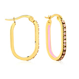 2.26 * 22mm oval-shaped geometric band with white/purple/blue/pink/orange diamonds, ear hooks, golden color