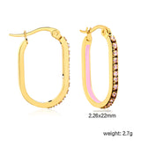 2.26 * 22mm oval-shaped geometric band with white/purple/blue/pink/orange diamonds, ear hooks, golden color