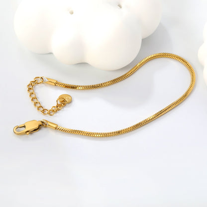 2.0mm/2.4mm Square Snake Bone Bracelet 18+3cm+6mm Round Tail Plaque Steel/Golden asonjewelry