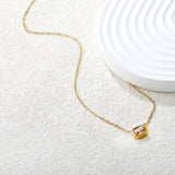 10*7mm white/pink/champagne zirconia 0.35 cross chain 40+5cm+6mm round pendant necklace gold