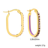 2.26 * 22mm oval-shaped geometric band with white/purple/blue/pink/orange diamonds, ear hooks, golden color