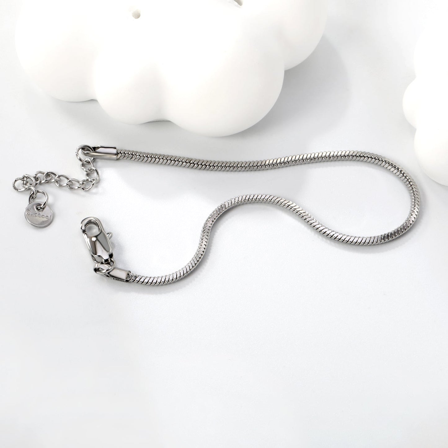 2.0mm/2.4mm Square Snake Bone Bracelet 18+3cm+6mm Round Tail Plaque Steel/Golden asonjewelry