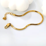 2.0mm/2.4mm Square Snake Bone Bracelet 18+3cm+6mm Round Tail Plaque Steel/Golden