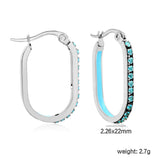 2.26 * 22mm oval-shaped geometric band with white/purple/blue/pink/orange diamonds, ear hooks, steel color