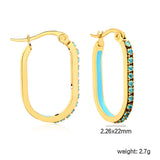 2.26 * 22mm oval-shaped geometric band with white/purple/blue/pink/orange diamonds, ear hooks, golden color