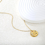 18mm eight-pointed star with colored diamonds 0.3 cross chain 40+5cm+6mm round pendant necklace, gold