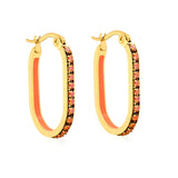 2.26 * 22mm oval-shaped geometric band with white/purple/blue/pink/orange diamonds, ear hooks, golden color