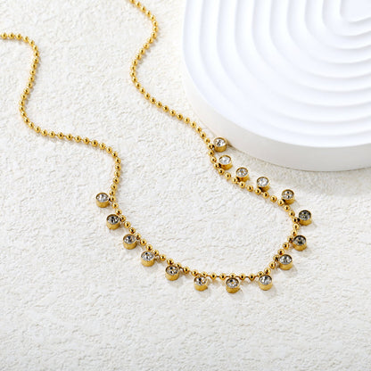 4mm 16 round bead chains with diamond accessories, 2.0 bead chain, 40+5cm + 6mm round tag necklace asonjewelry