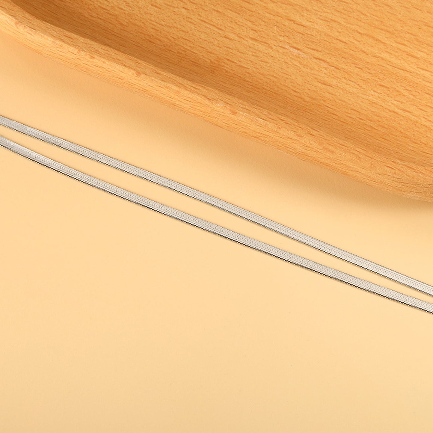 Flat snake double anklet 22+5cm gold color steel color asonjewelry