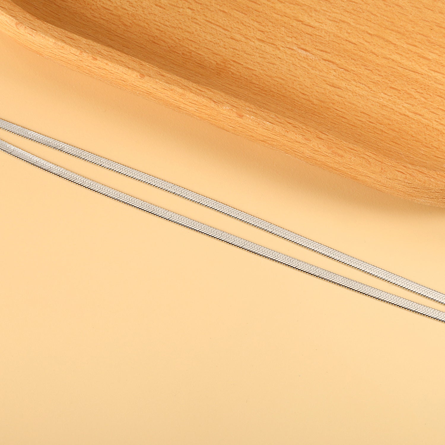 Flat snake double anklet 22+5cm gold color steel color asonjewelry