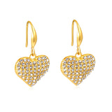 Ear hook + 16.64 * 16.3mm heart-shaped imitation Czech white diamond earrings, gold color
