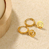 2* Inner 8mm Earring Hook + 7.8mm Spiral Circle Accessory Earring, Gold