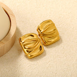 24*28mm Rectangular Button Earring, Gold