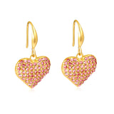 Ear hook + 16.64 * 16.3mm heart-shaped imitation Czech white diamond earrings, gold color asonjewelry