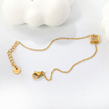 7.7 x 6mm raised edge rectangular 0.3 cross chain bracelet 18+3cm+6mm round pendant Steel color/gold color