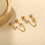 4mm round diamond + 4x6mm double-prong teardrop white zirconia, gold