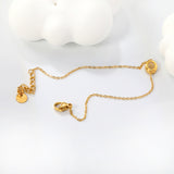 8.6 x 6.8mm raised edge oval 0.3 cross chain bracelet 18+3cm+6mm round pendant Steel color/gold color