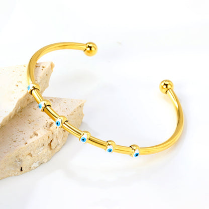 W3*ID59mm Red/Blue Oil Drip Eye Bracelet Steel/Golden asonjewelry