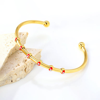 W3*ID59mm Red/Blue Oil Drip Eye Bracelet Steel/Golden asonjewelry