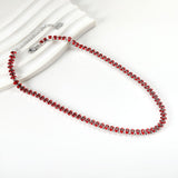 Oval White & Purple & Red & Pink & Aquamarine & Mixed Color Diamond Clasp Necklace 35+5cm Steel Color