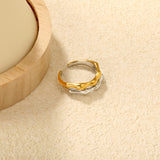 Two - Tone Gold - Silver Intertwined Open Ring