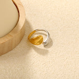 Two - Tone Gold - Silver Asymmetric Drop Open Ring