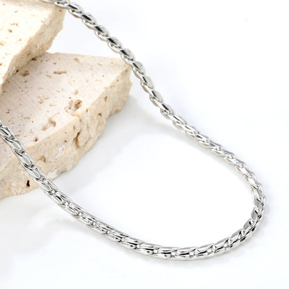 W2.8mm Round S Chain 40+5cm+6mm Round Tail Plate Necklace Steel/Golden asonjewelry