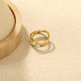 Stainless Steel Two - Tone Curved Interlocking Ring