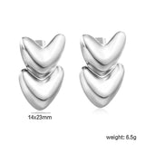 14*23mm heart-shaped earrings, steel color / gold color