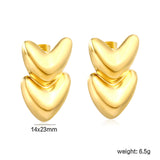 14*23mm heart-shaped earrings, steel color / gold color