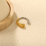 Two - Tone Gold - Silver Textured - Linked Open Ring