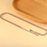 Oval White & Purple & Red & Pink & Aquamarine & Mixed Color Diamond Clasp Necklace 35+5cm Steel Color
