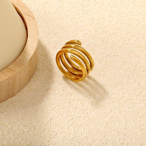 Gold - Plated Stainless Steel Four - Band Coiled Open Ring