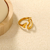 Gold Curved - Heart - Shaped Open Ring