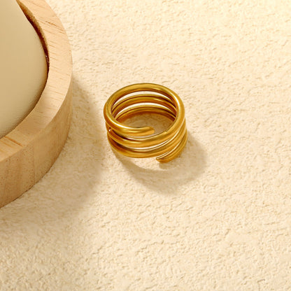 Gold - Plated Stainless Steel Four - Band Coiled Open Ring asonjewelry