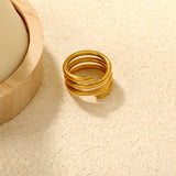 Gold - Plated Stainless Steel Four - Band Coiled Open Ring