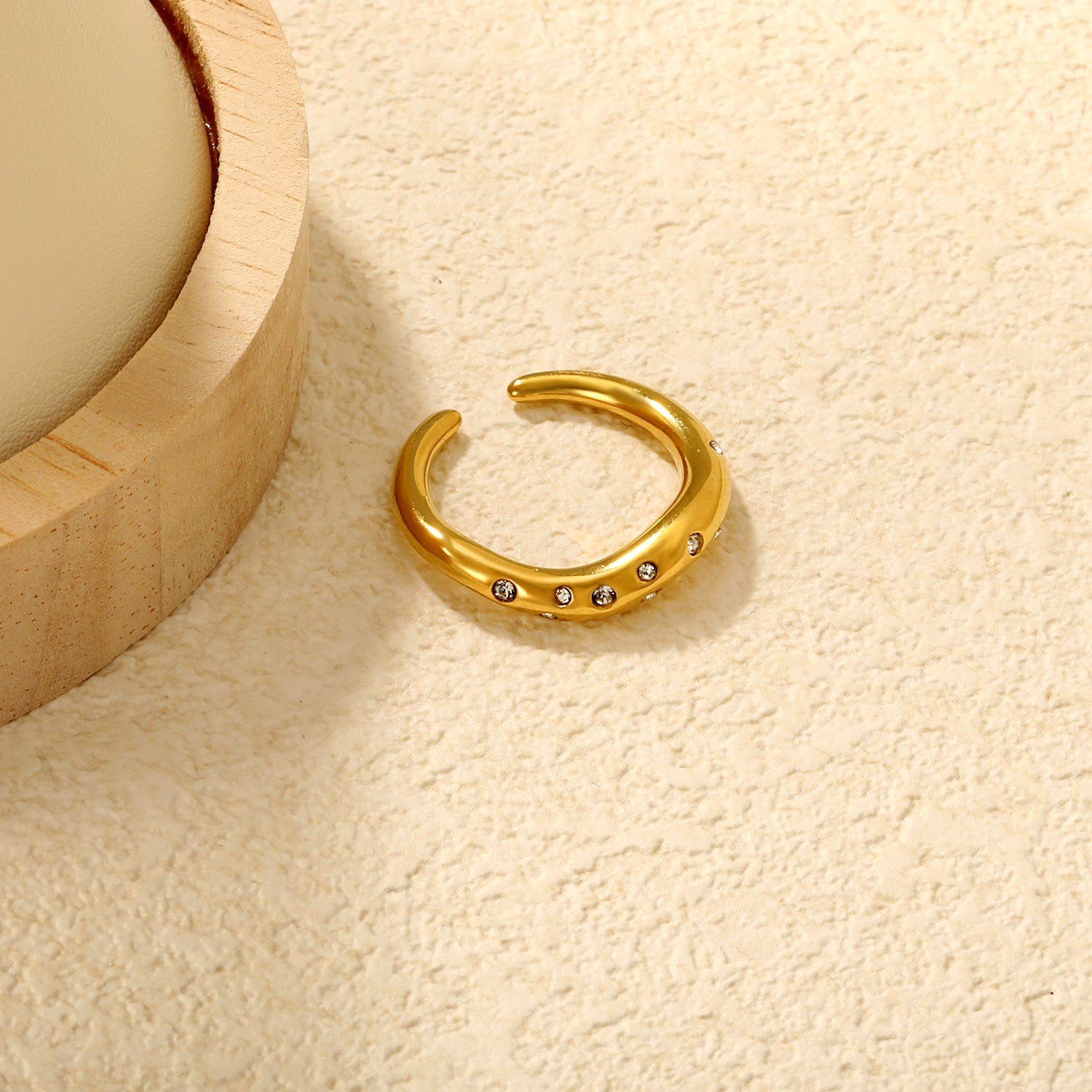 Gold - Plated Multi - Color Gemstone Flower - Shaped Open Ring asonjewelry