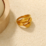 Gold Dual - Wave Twisted Band Ring