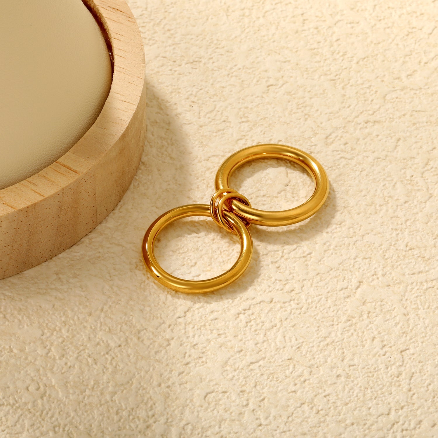Stainless Steel & Gold - Plated Double - Loop Intertwined Rings asonjewelry
