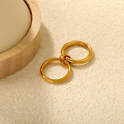Stainless Steel & Gold - Plated Double - Loop Intertwined Rings asonjewelry