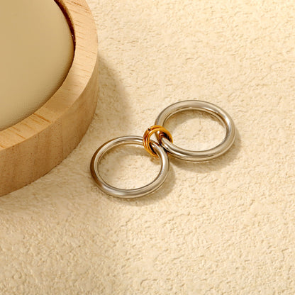 Stainless Steel & Gold - Plated Double - Loop Intertwined Rings asonjewelry