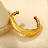 Width 14mm, inner diameter 60mm, irregular smooth C-shaped bracelet, steel color/gold color
