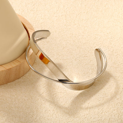 Width 23mm, inner diameter 60mm, irregular geometric cross bracelet, steel color/gold color asonjewelry