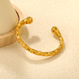 6mm wide, 60mm inner diameter hammered texture teardrop bracelet Steel color/gold color